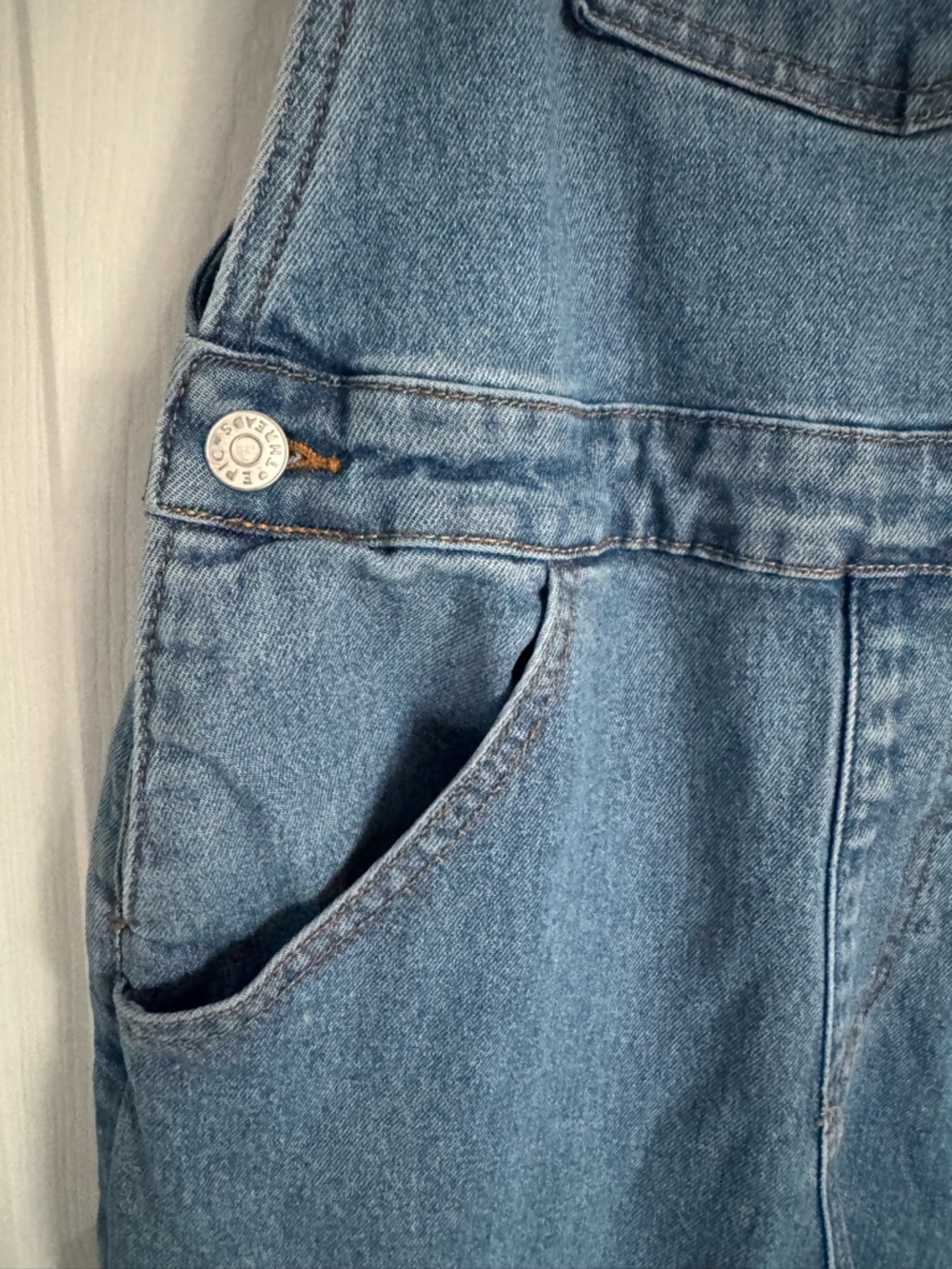 Epic Threads Girls Blue Denim Overalls with Striped Tee - Picture 7 of 13